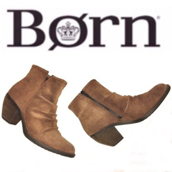 Born Shoes - New BORN Aire Ruched Suede Slouchy Ankle Booties Sienna Brown 8.5 MSRP $170